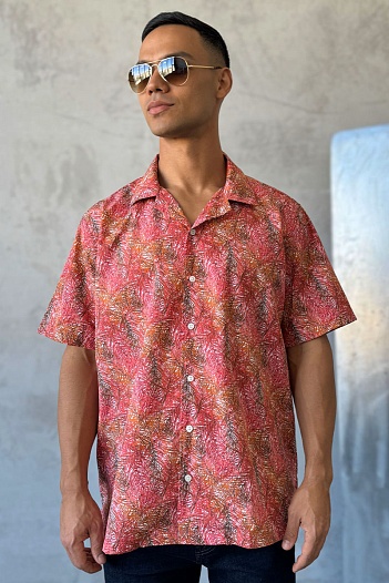 Мужская красная рубашка Dolce & Gabbana floral-print   