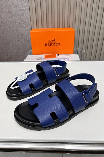 Мужские кожаные шлёпанцы Hermes Genius   