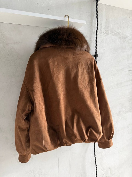 Женский бомбер с натуральным мехом Loro Piana premium