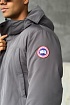 Серый пуховик Canada Goose Sanford logo-patch