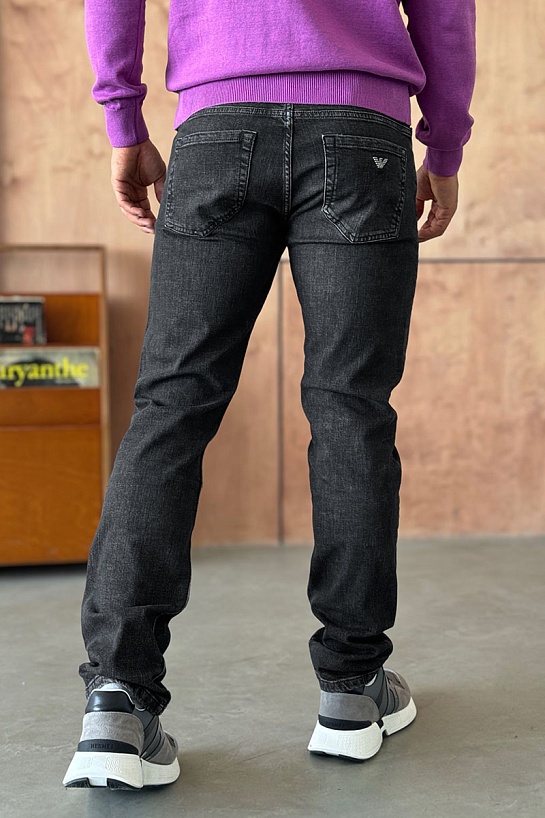 Мужские чёрные джинсы Emporio Armani regular fit