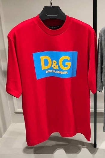 Мужская оверсайз футболка Dolce&Gabbana красного цвета   