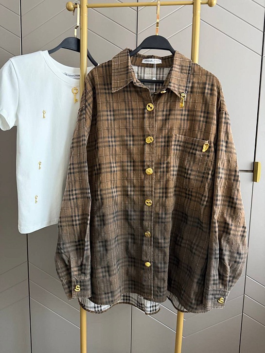 Женская оверсайз рубашка в клетку Schiaparelli premium