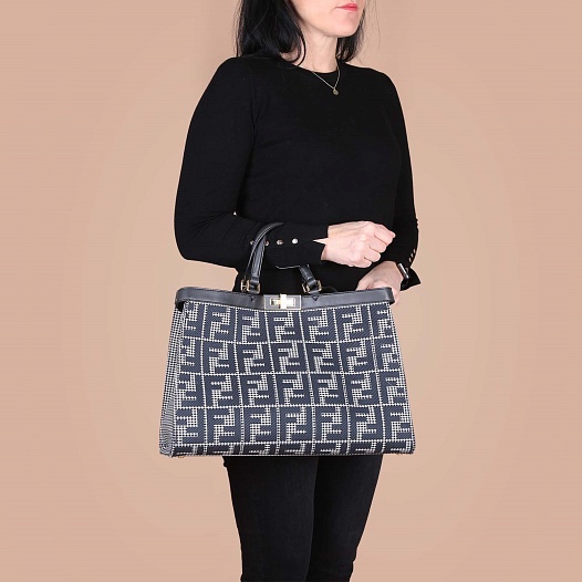 Женская сумка Fendi X-Tote shopper FF embroidery 41x28 см (2 расцветки)   