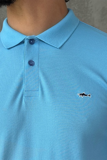 Голубое поло Paul & Shark logo-embroidered   