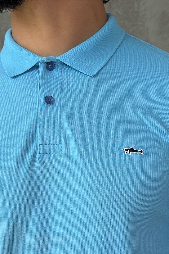 Голубое поло Paul & Shark logo-embroidered