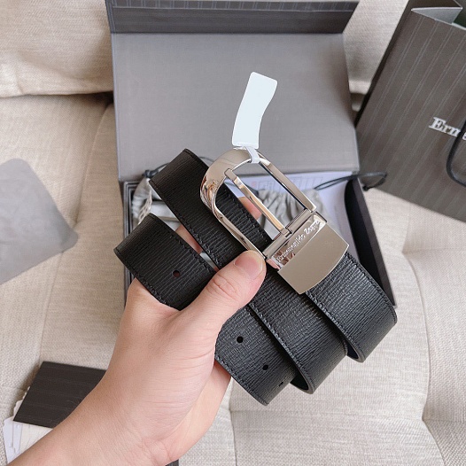 Двусторонний кожаный ремень Zegna Premium (длина 110 см, ширина 3.5 см)   