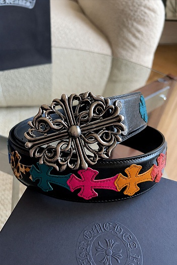 Кожаный ремень Chrome Hearts Cross Patch Cemetery premium   