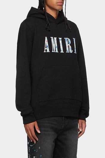Мужское чёрное худи Amiri Paisley Core Logo   
