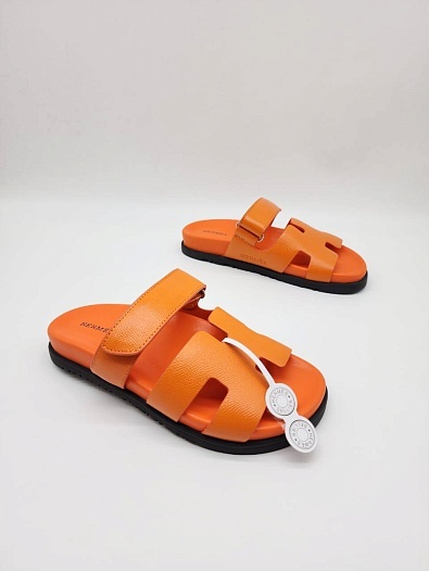 Женские кожаные сандалии Hermes Chypre - Orange   