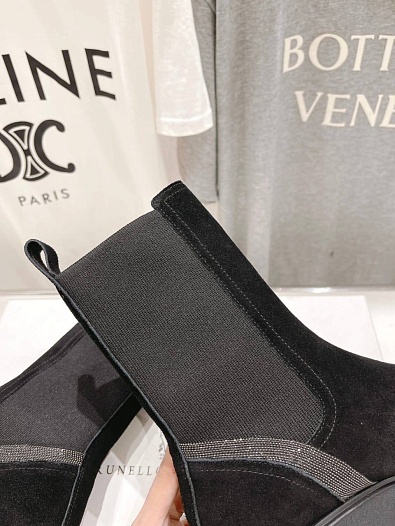 Женские замшевые ботинки Brunello Cucinelli Premium - Black   