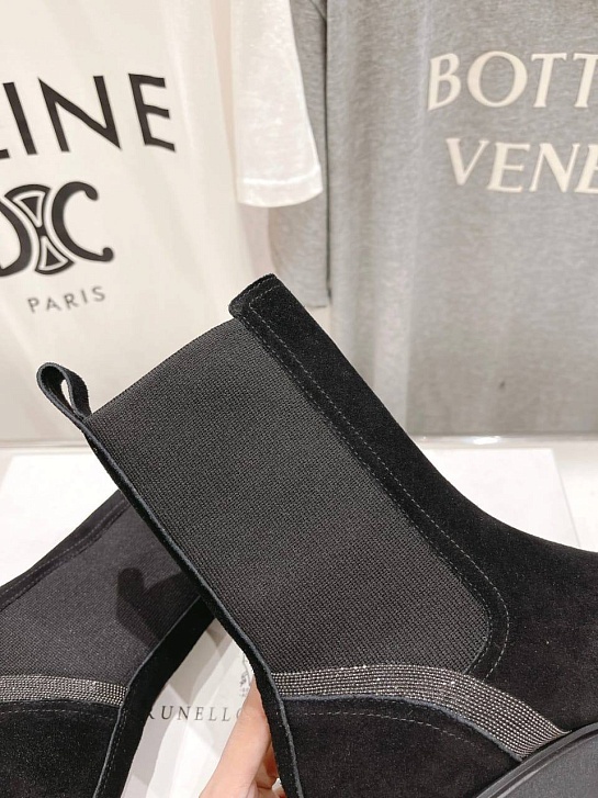 Женские замшевые ботинки Brunello Cucinelli Premium - Black