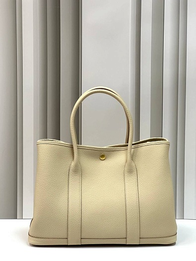 Женская кожаная сумка Hermes Garden Party Premium 36x26x17 см - Beige   