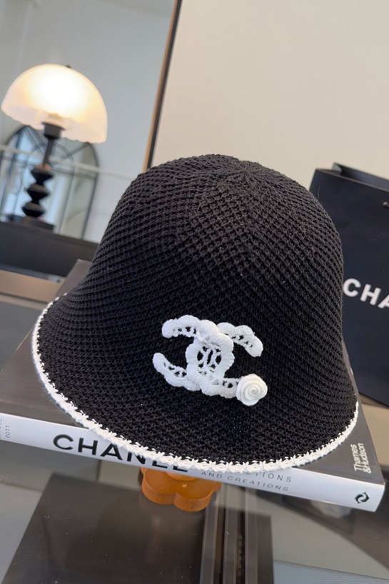 Чёрная вязаная панама Chanel premium
