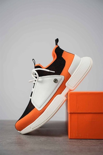 Мужские текстильные кроссовки Hermes Expert - Black / Orange   