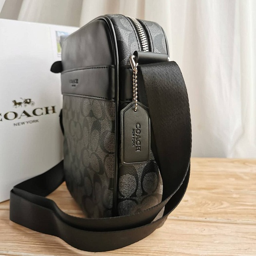 Кожаная сумка Coach monogram 25x22 см   
