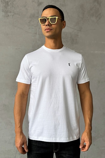 Мужская футболка Yves Saint Laurent logo-embroidered - White   