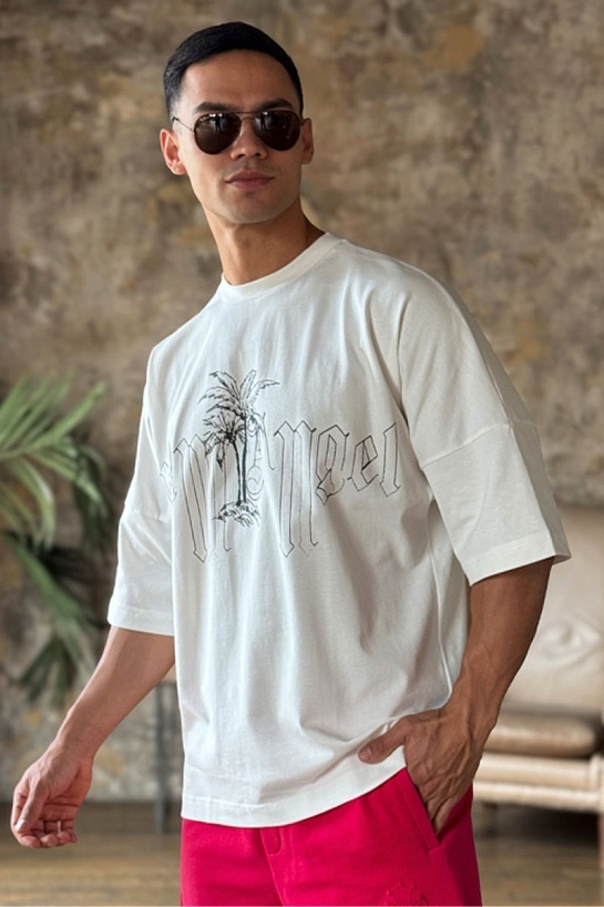 Белая оверсайз футболка Palm Angels logo print