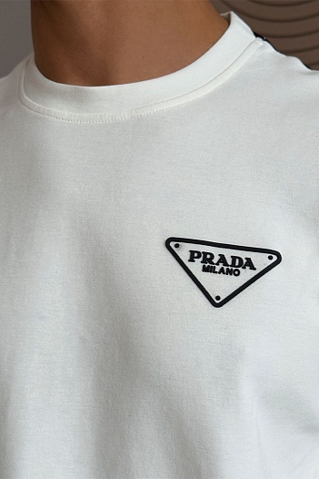Мужская футболка Prada Milano - White / Black   