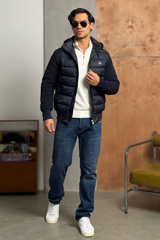 Тёмно-синяя куртка Paul & Shark с вязаными рукавами