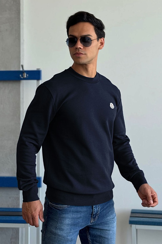 Свитшот тёмно-синего цвета Moncler logo-patch
