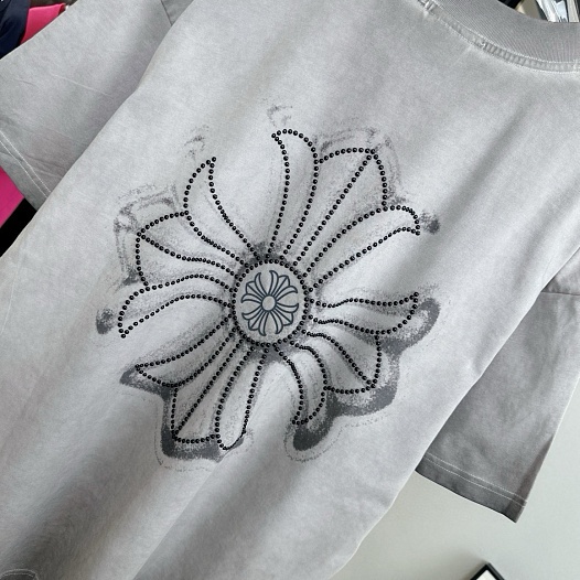 Бежевая оверсайз футболка Chrome Hearts Premium   