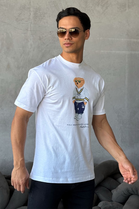 Мужская белая футболка Роlо Ralрh Lаurеn "Bear"