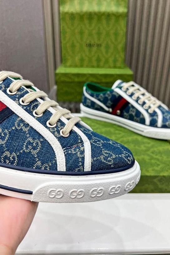Мужские синие кросовки Gucci GG Monogram
