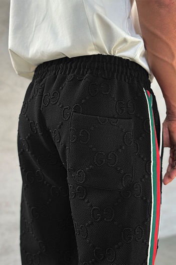Чёрные спортивные штаны Gucci GG jacquard   
