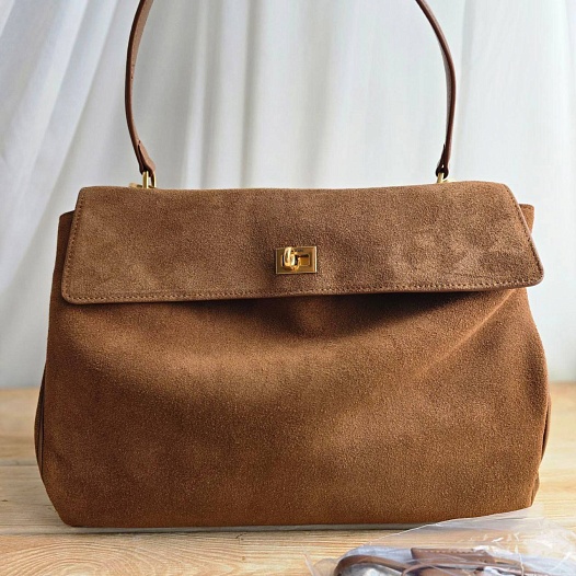 Замшевая сумка Balenciaga Rodeo 28x20 см - Chestnut   