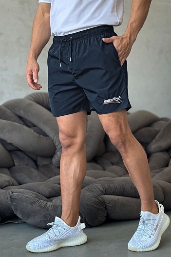 Тёмно-синие шорты Balenciaga Political Campaign logo   