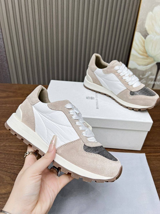 Женские замшевые кроссовки Brunello Cucinelli - Beige