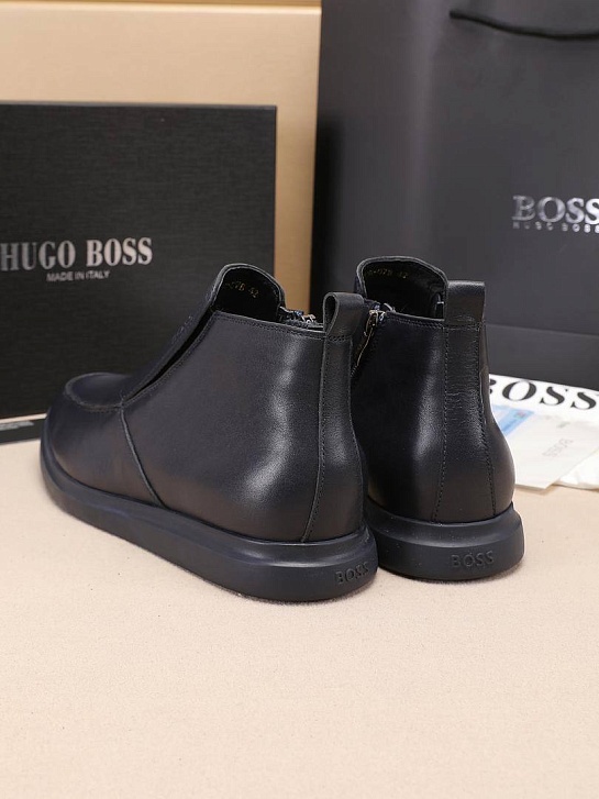 Кожаные лоферы с мехом Hugo Boss high-top - Navy
