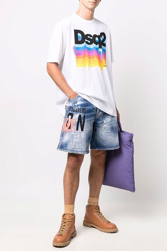 Белая мужская футболка Dsquared2 logo-print