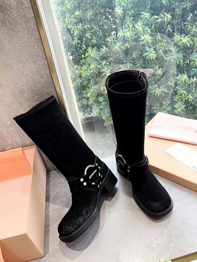 Женские замшевые сапоги MIU MIU Ankle Premium   