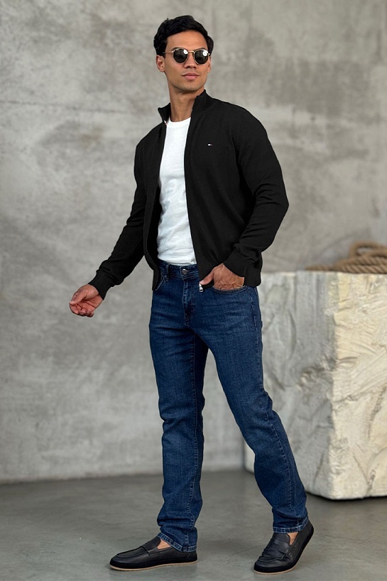 Кофта на молнии Tommy Hilfiger flag embroidery - Black