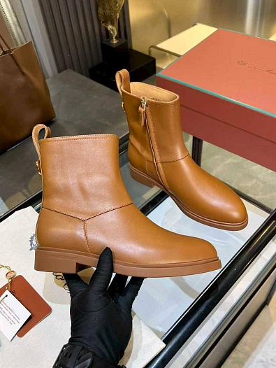 Женские кожаные сапоги Loro Piana premium - Chestnut   