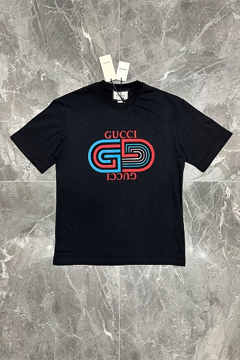 Чёрная оверсайз футболка Gucci GG logo-print   