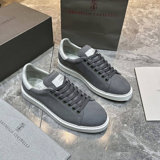Мужские кроссовки Brunello Cucinelli nubuck calfskin - Grey