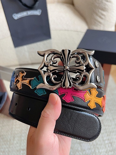 Кожаный ремень Chrome Hearts Cross Patch Cemetery premium   