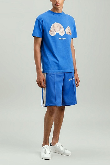 Синяя оверсайз футболка Palm Angels Bear Classic   