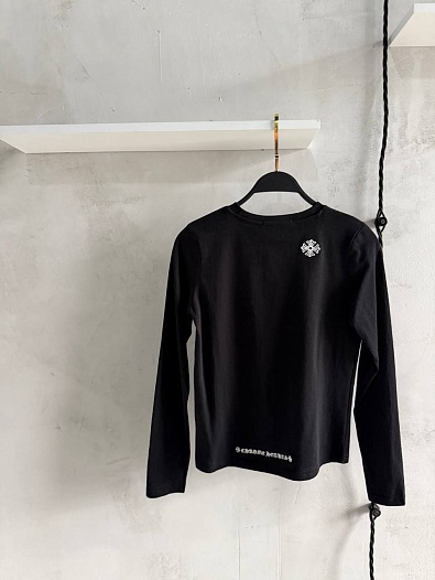 Женский чёрный лонгслив Chrome Hearts premium   