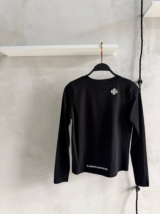 Женский чёрный лонгслив Chrome Hearts premium