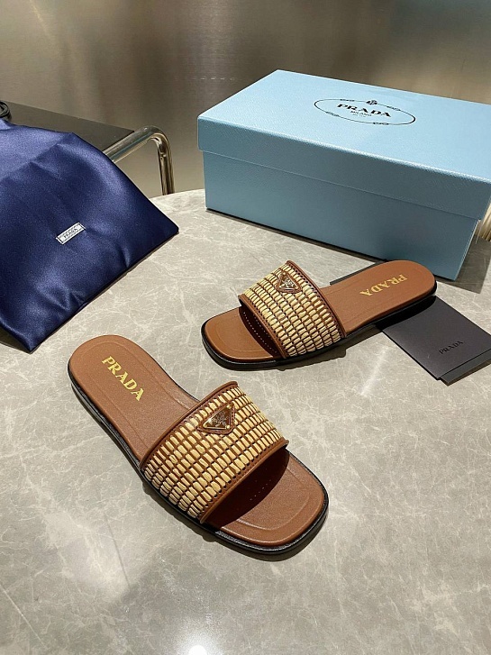 Женские шлёпанцы Prada Premium - Brown
