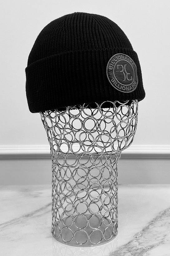 Мужская чёрная шапка Billionaire logo-patch