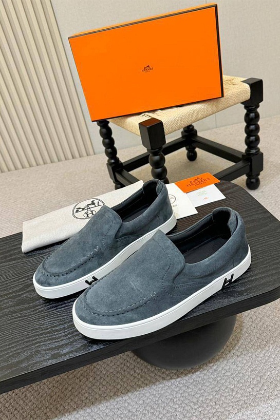 Мужские замшевые слипоны Hermes Kiddy - Grey