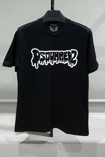 Мужская чёрная футболка Dsquared2 logo-print   