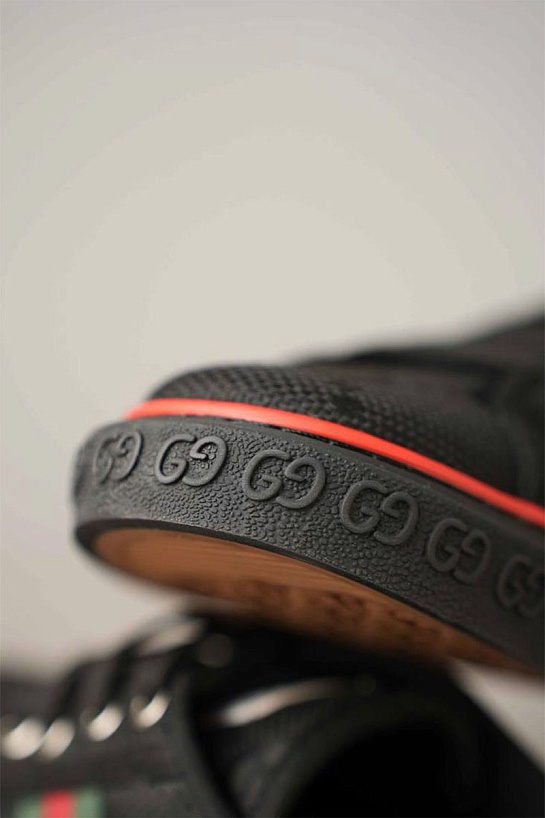 Мужские чёрные кроссовки Gucci GG Monogram