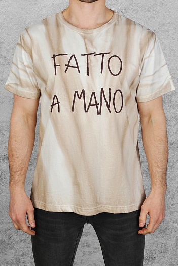 Оверсайз футболка Dolce&Gabbana "Fatto A Mano" - Beige   