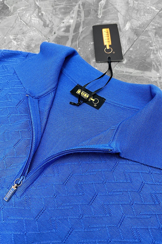 Поло с длинным рукавом Zilli zip-up - Blue